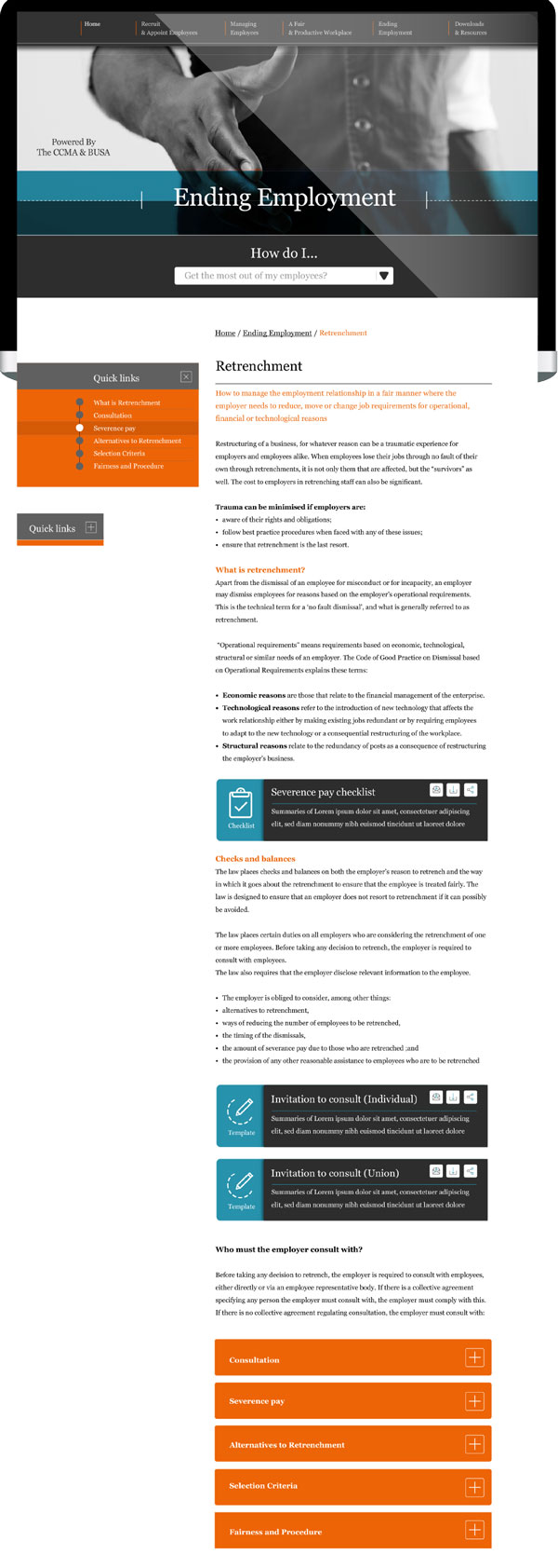 BUSA and CCMA information architecture