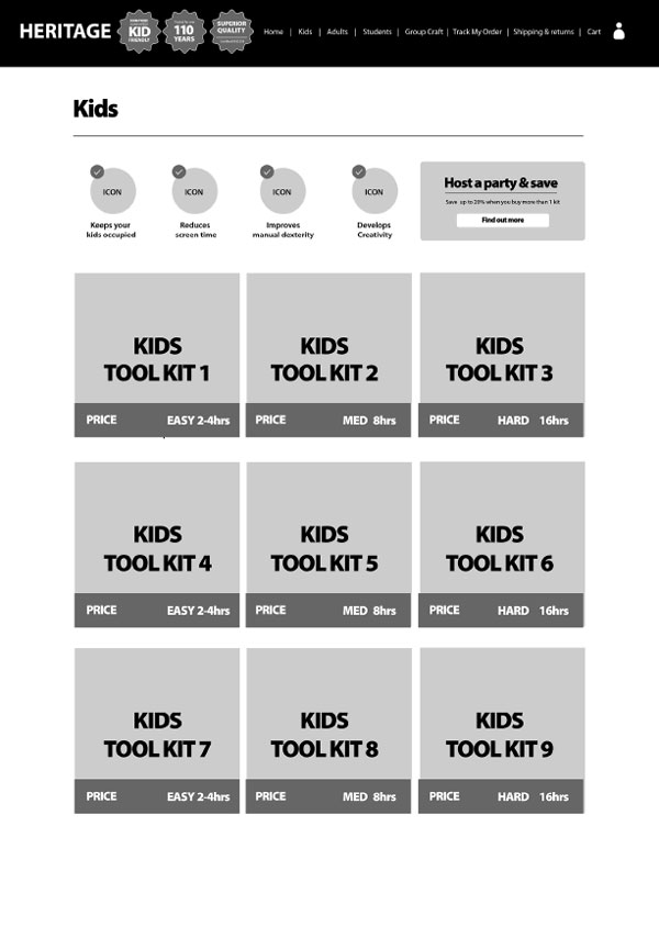 Heritage Craft Paint wireframes