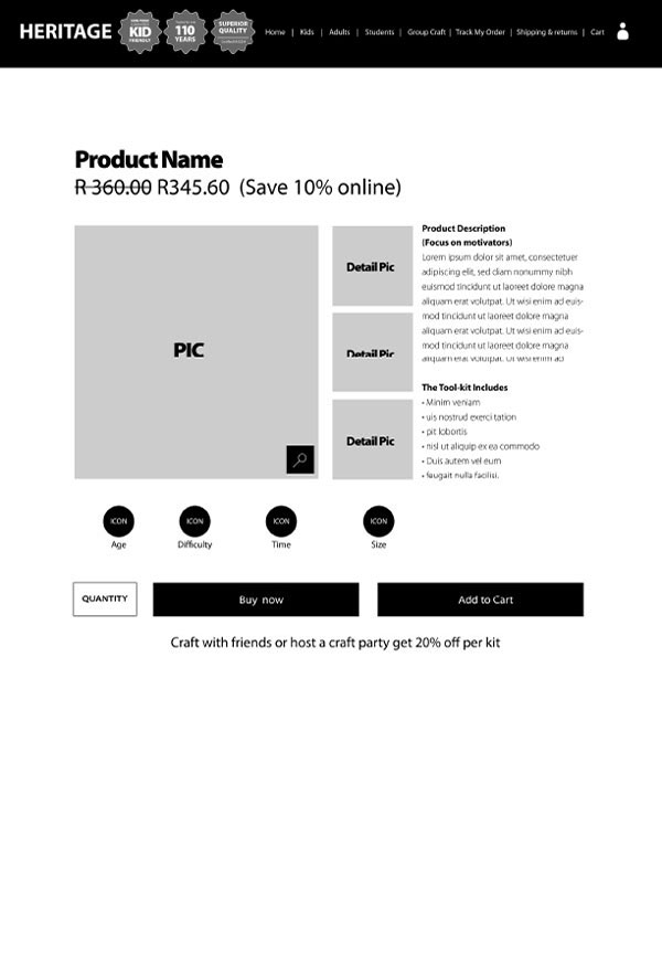 Heritage Craft Paint wireframes